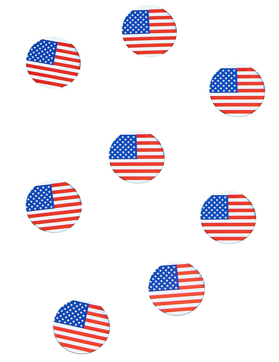 Confettis de table drapeau USA pour fête ronds bleu blanc rouge