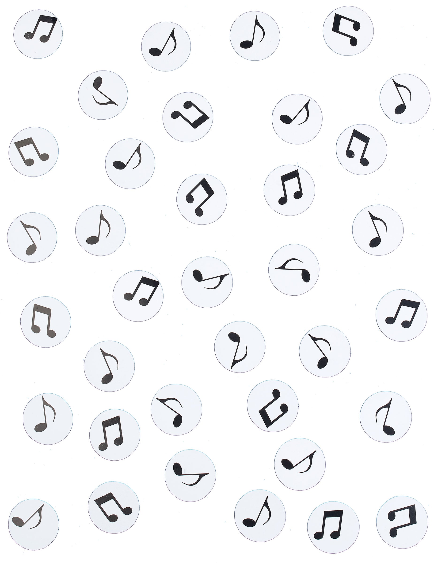 Vue d'ensemble des confettis de table note de musique