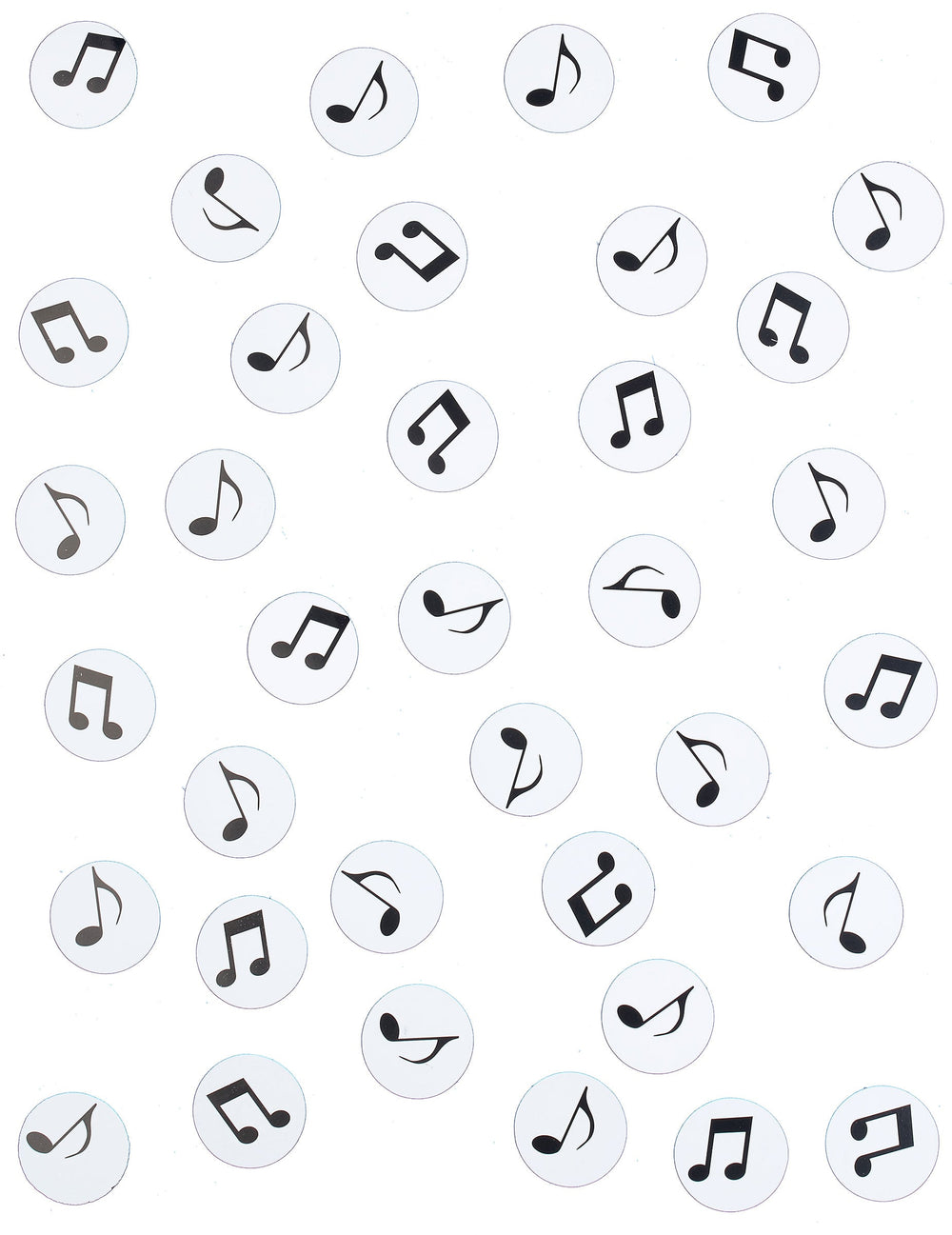 Vue d'ensemble des confettis de table note de musique