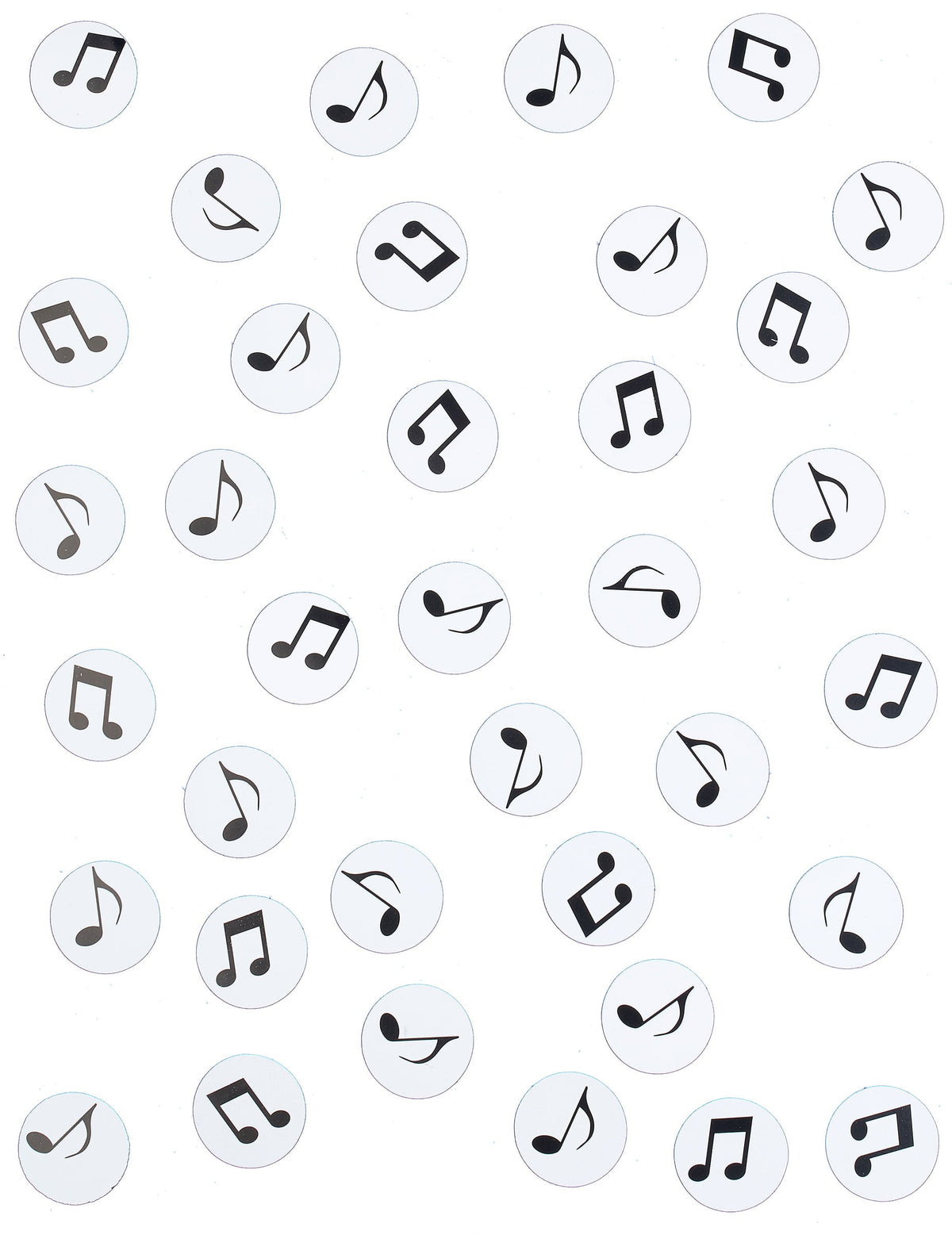 Vue d'ensemble des confettis de table note de musique