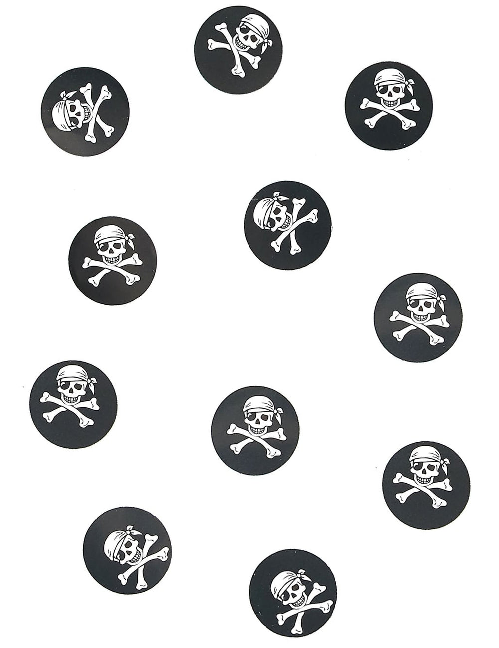 Confettis de table pirate pour fête noir et blanc avec tête de mort