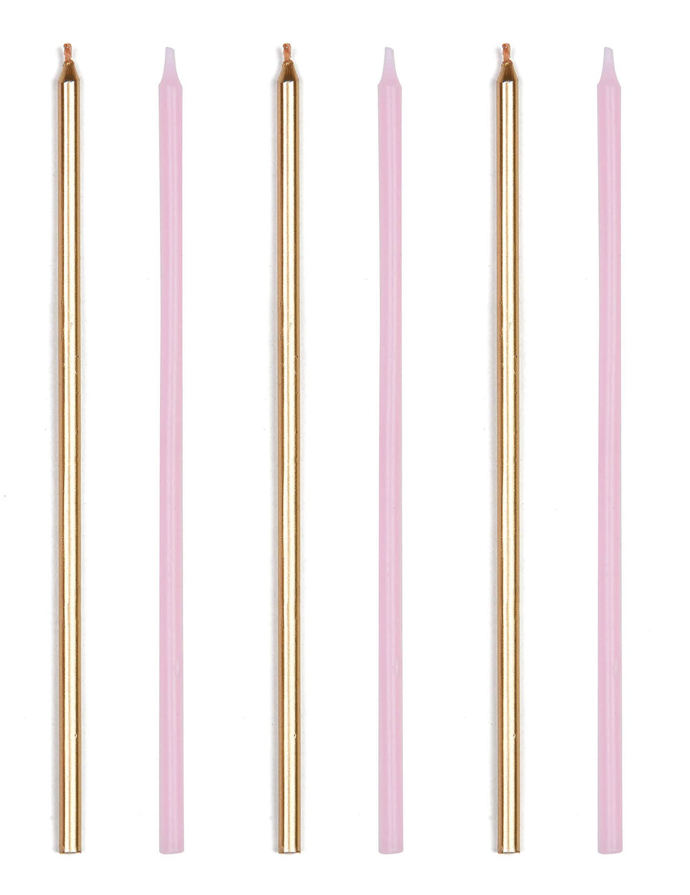 velas gigantes de aniversário para festa cor de rosa e dourado metálico com bobèches