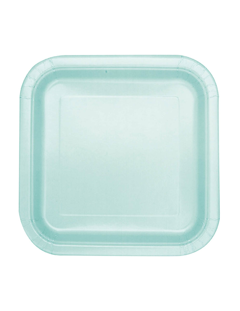 pratos quadrados de cartão em menta pastel