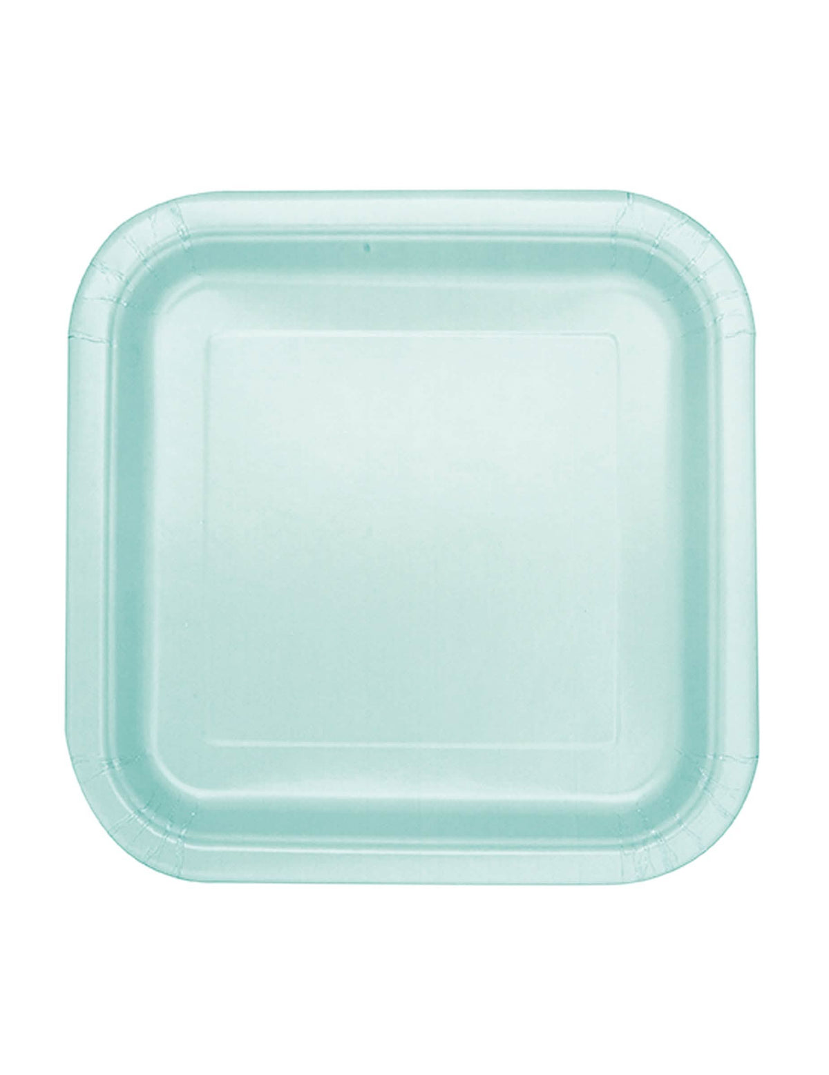 pratos quadrados de cartão em menta pastel