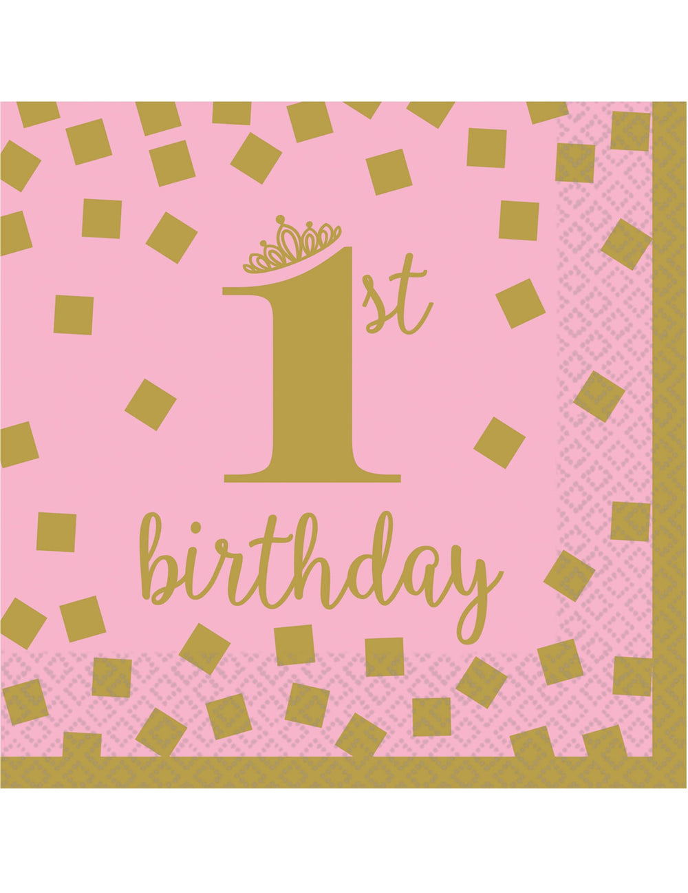 Petites serviettes en papier 1st birthday pour premier anniversaire rose et or