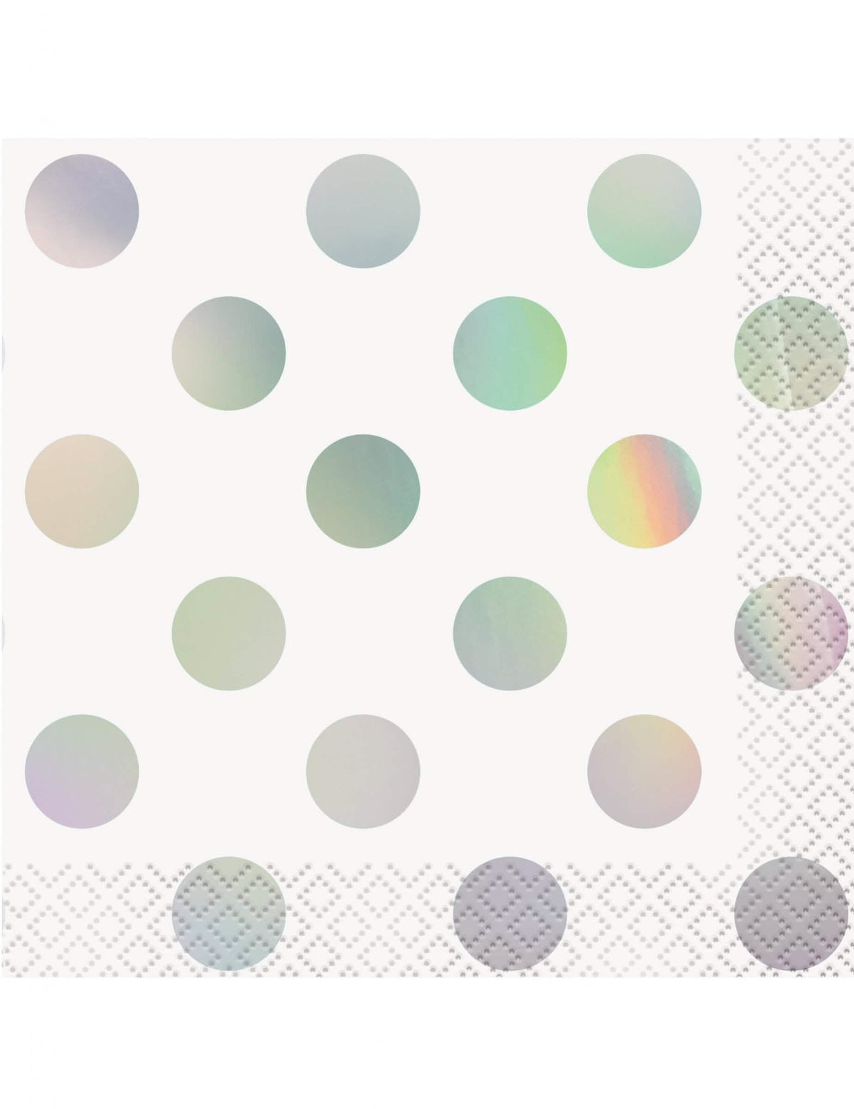 guardanapos à pois iridescentes para aniversário branco