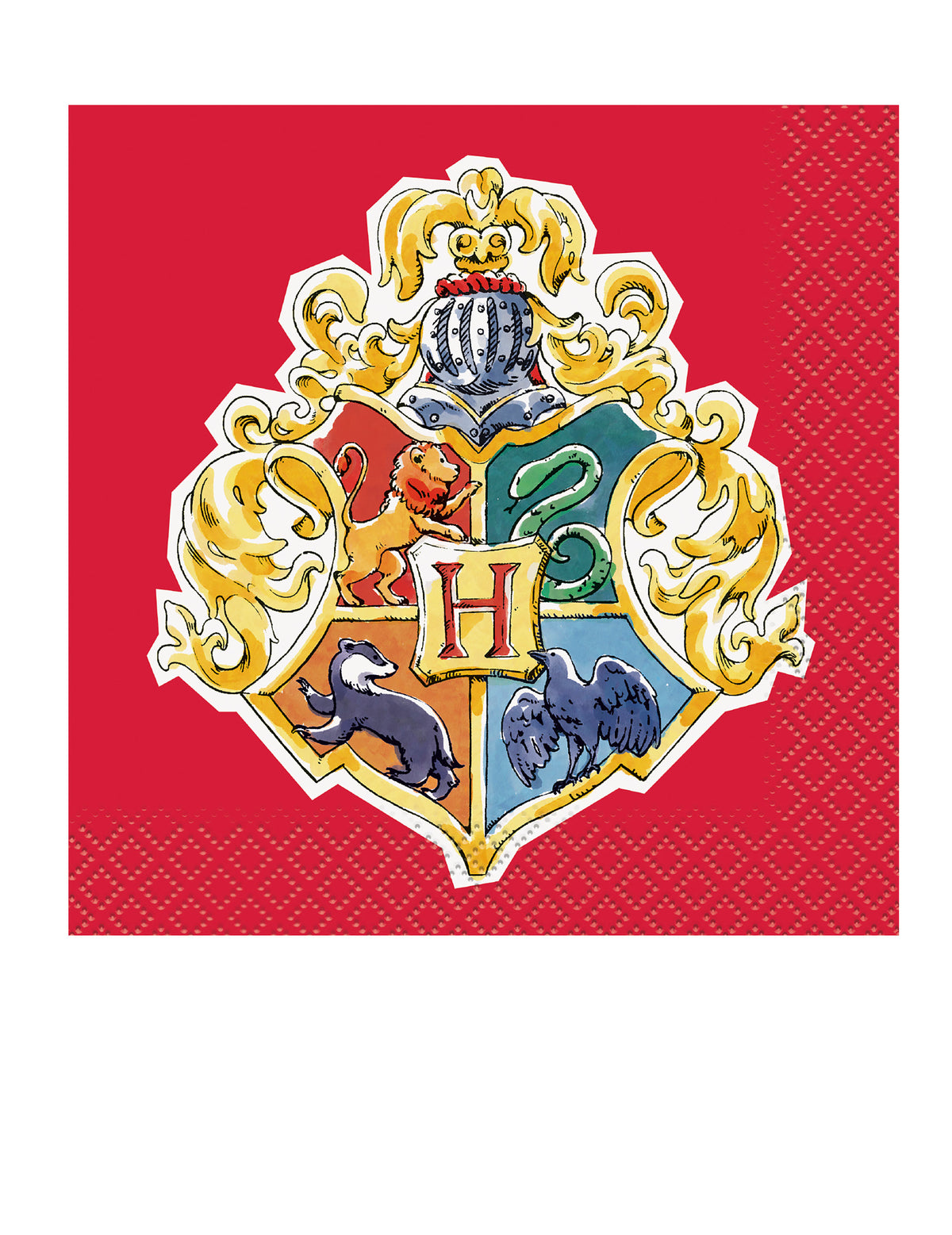 Serviettes Harry Potter pour fête rouge avec blason de Poudlard