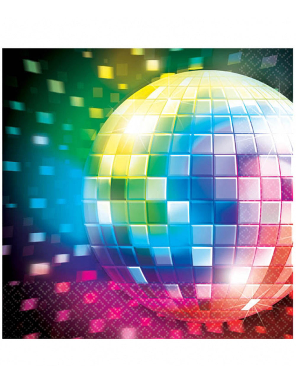 Serviettes en papier disco boule à facettes pour fête années 70 multicolores