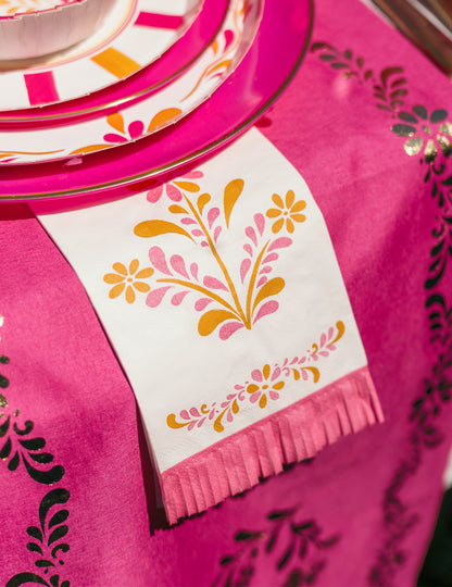 16 guardanapos de papel com franjas Pink Limonade 20 x 40 cm