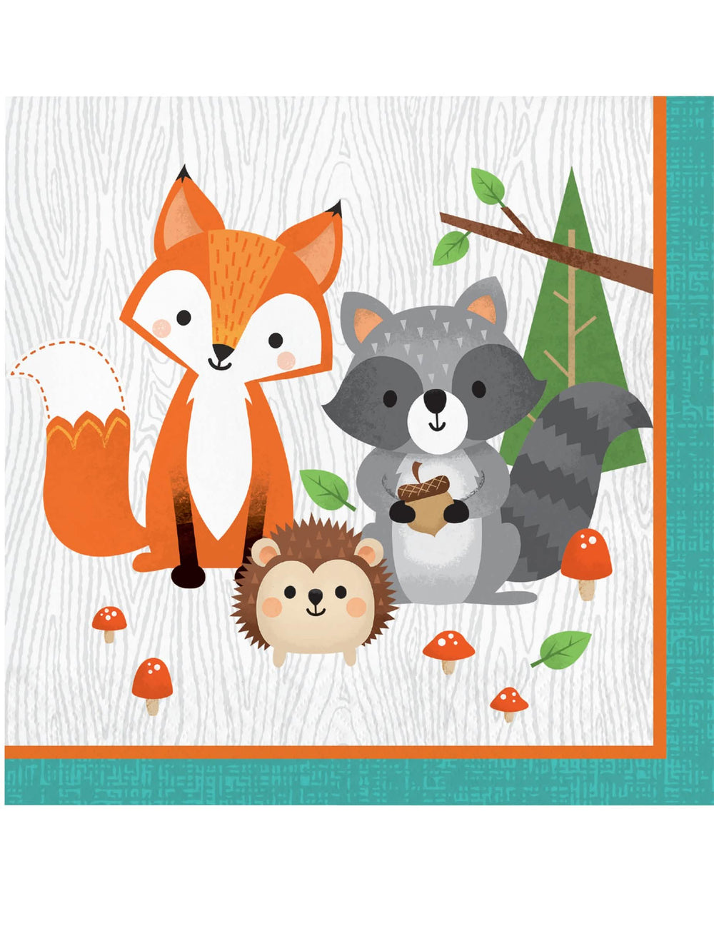 guardanapos animal da floresta para aniversário com motivos raposa guaxinim e ouriço
