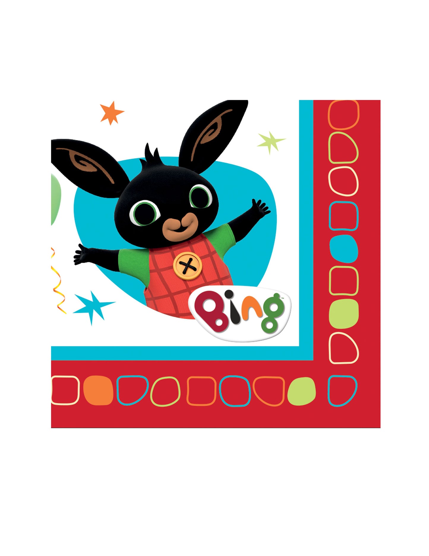 Serviettes en papier Bing pour enfant multicolores avec bordure rouge