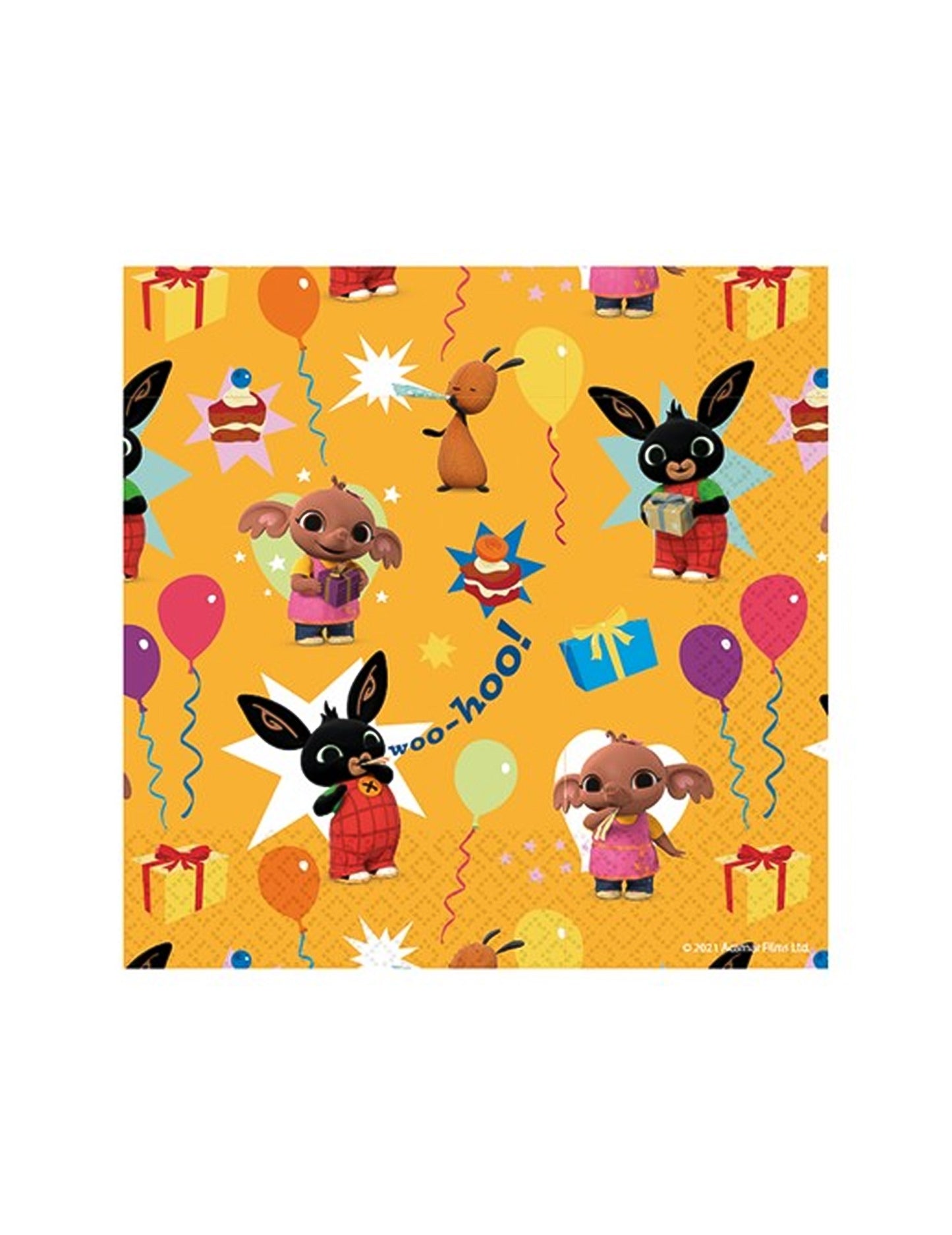 Détail des motifs de fête des serviettes en papier Bing