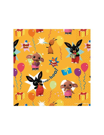 Détail des motifs de fête des serviettes en papier Bing