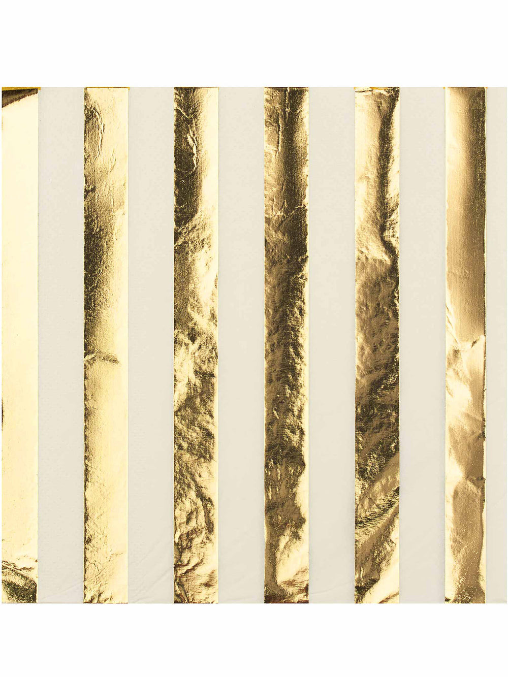 16 serviettes en papier à rayures pour fête blanches et dorées