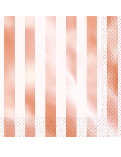 Serviettes en papier à rayures rose gold