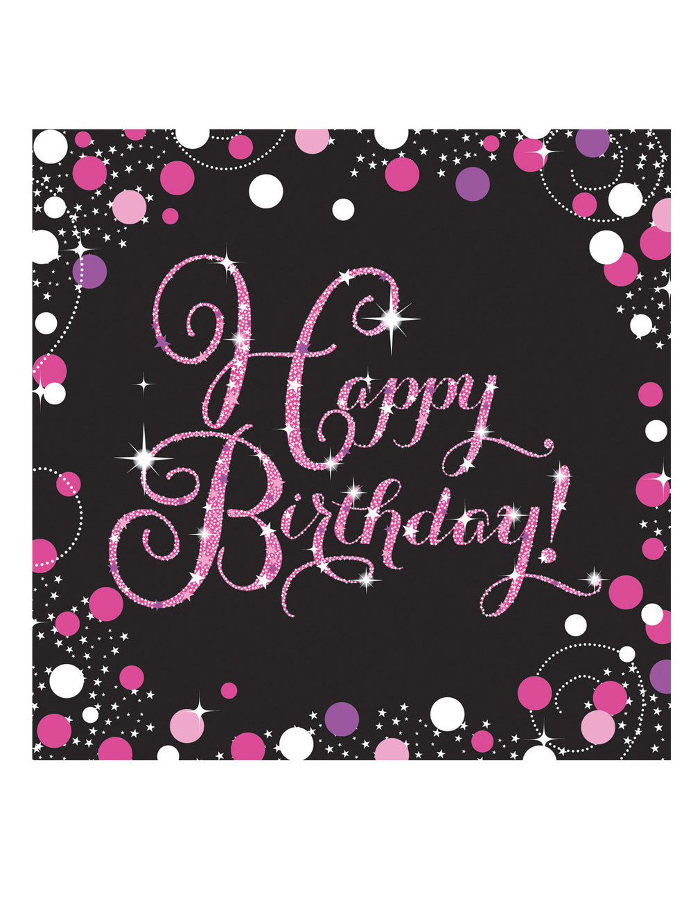 Serviettes en papier célébration pétillante happy birthday rose