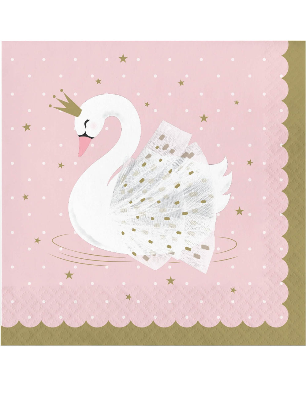 Serviettes en papier cygne royal pour fête roses à bords festonnés