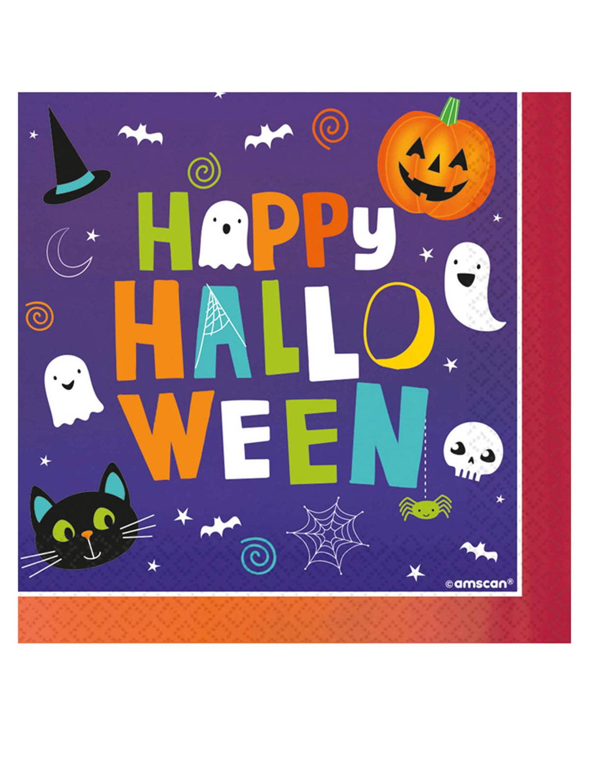 guardanapos halloween Friends para festa violetas com motivos abóbora e fantasma