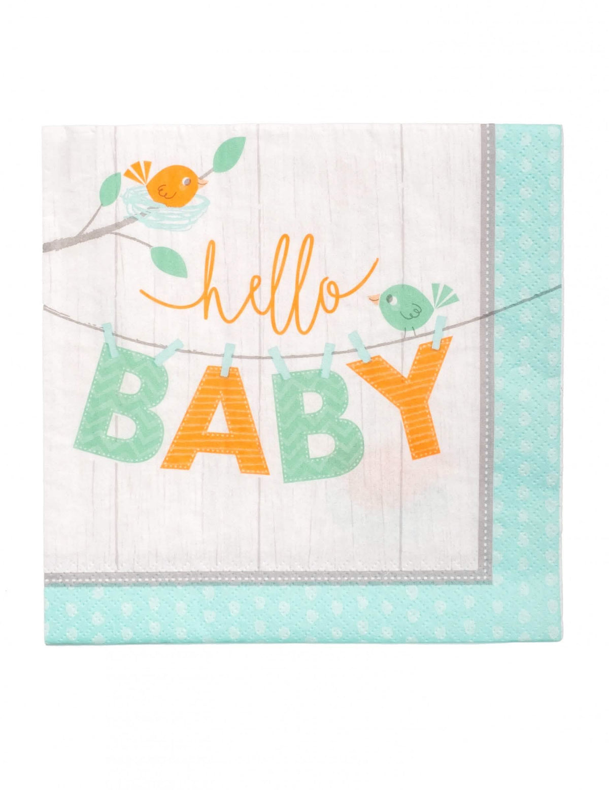guardanapos hello baby oiseaux pour baby shower azul