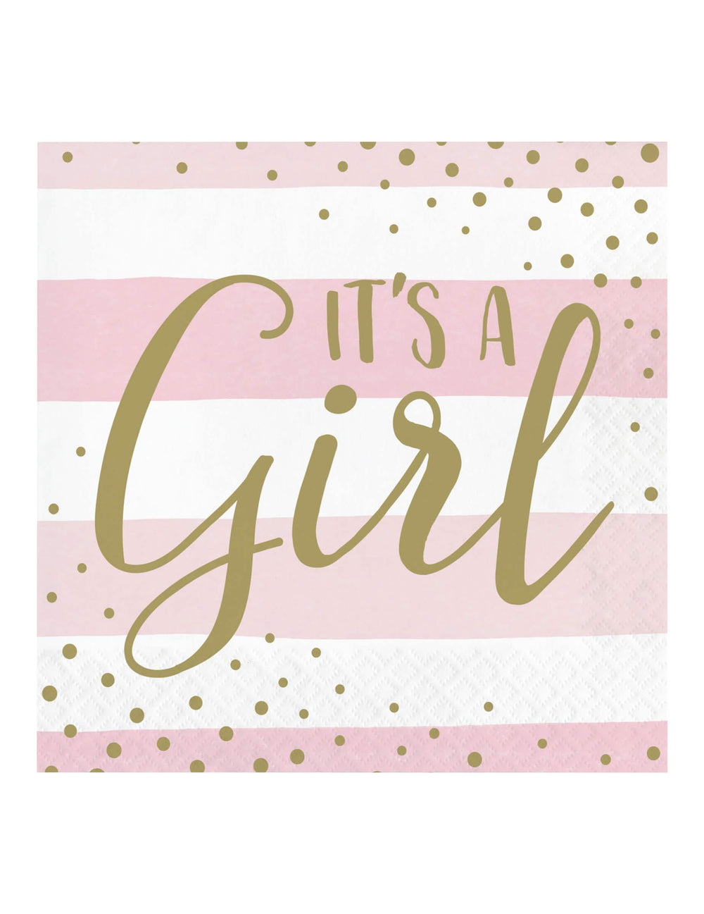 guardanapos it's a girl pour baby shower cor de rosa et branco avec pois dorés