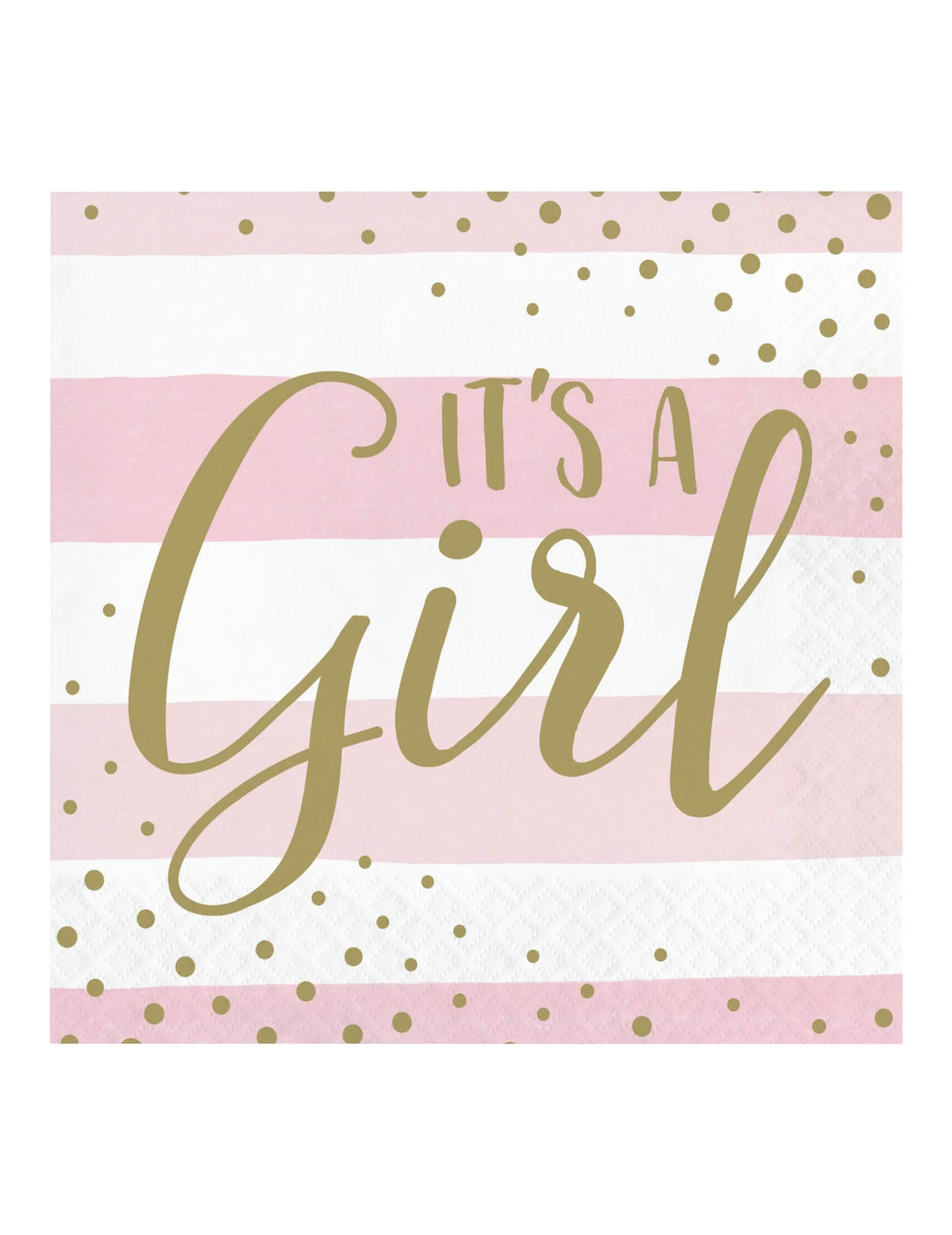 guardanapos it's a girl pour baby shower cor de rosa et branco avec pois dorés