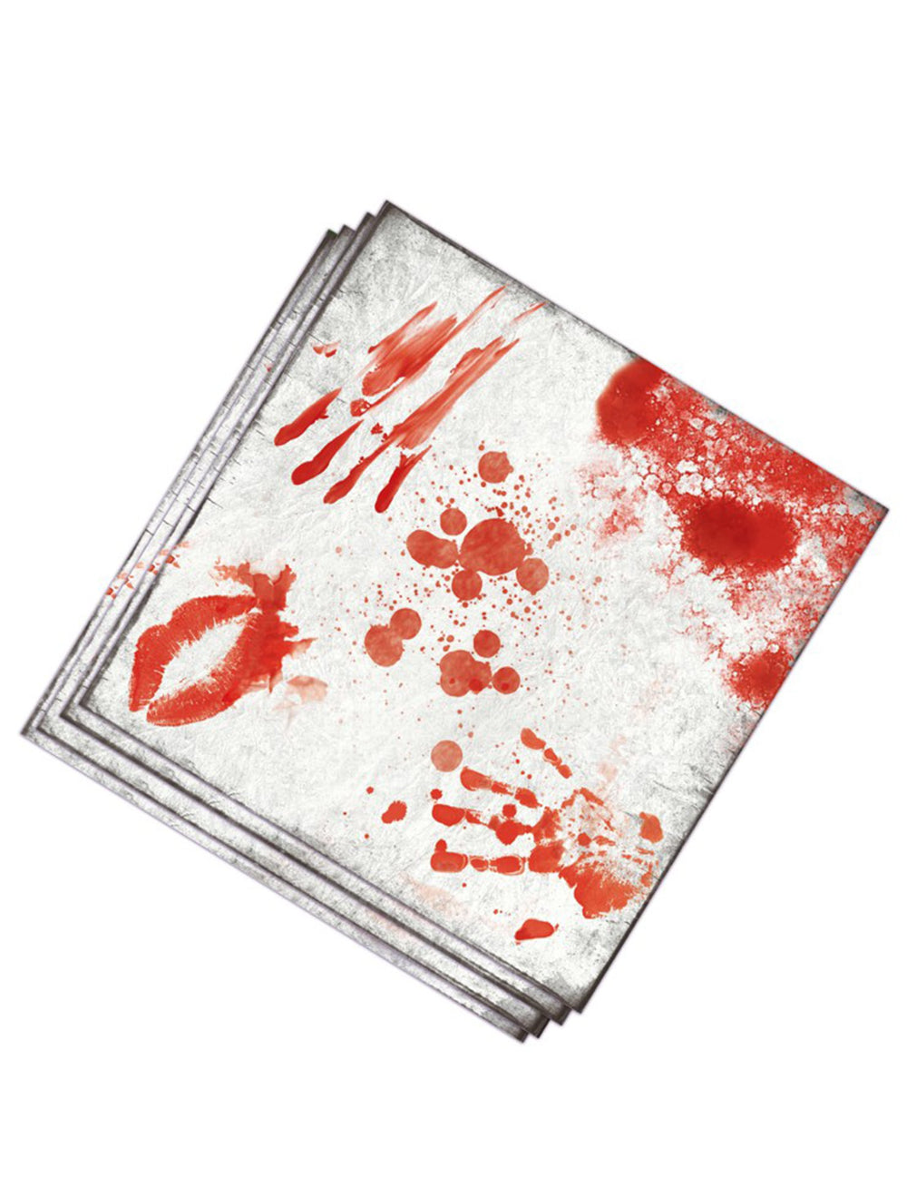 Serviettes en papier Halloween ensanglanté blanches avec taches de sang et empreintes de mains rouges