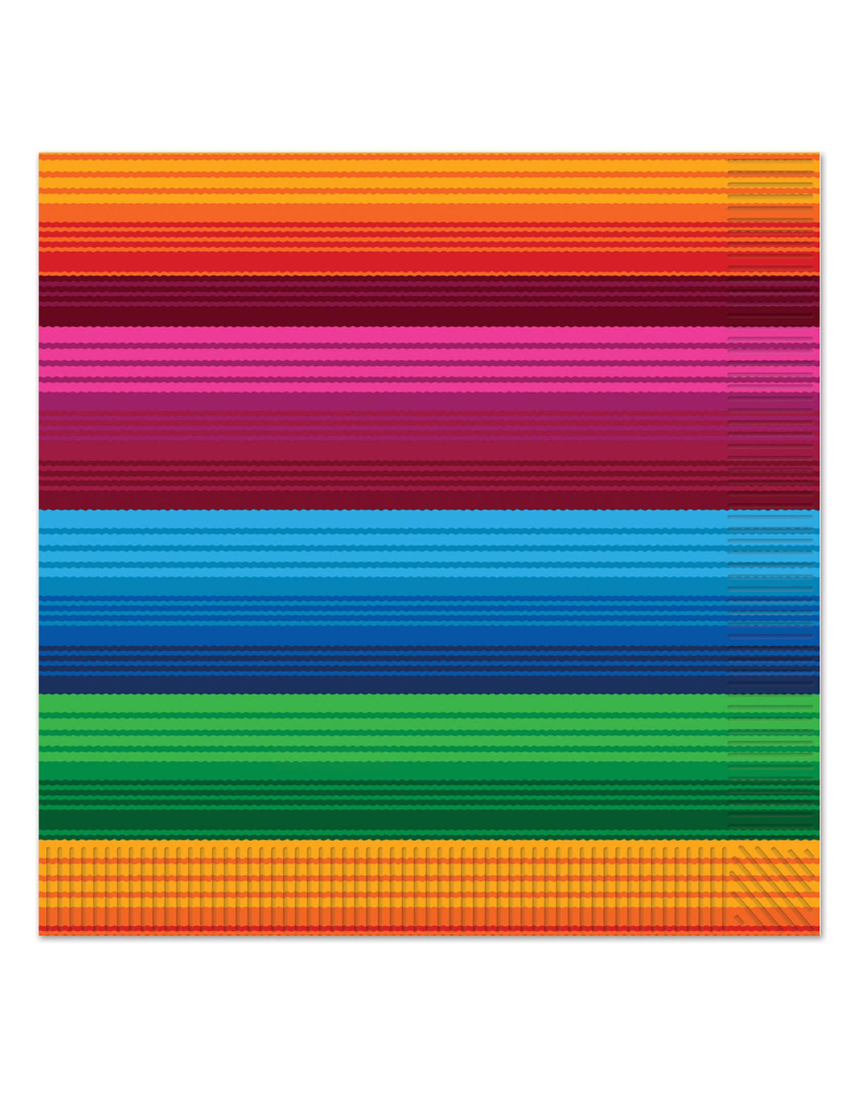 Serviettes en papier mexicaine pour fête à rayures multicolores