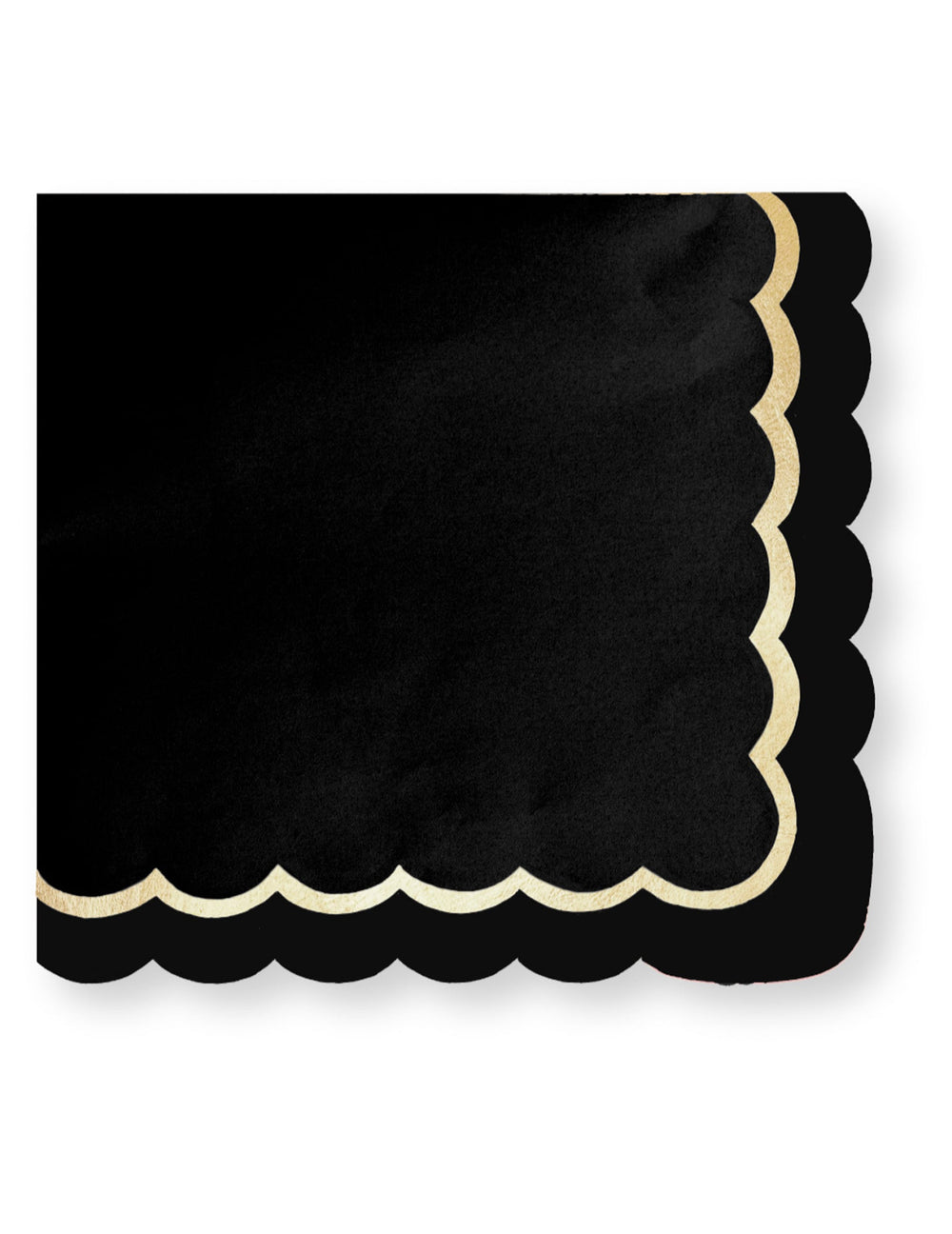 Serviettes festonnées en papier chic pour décoration de fête noires et dorées