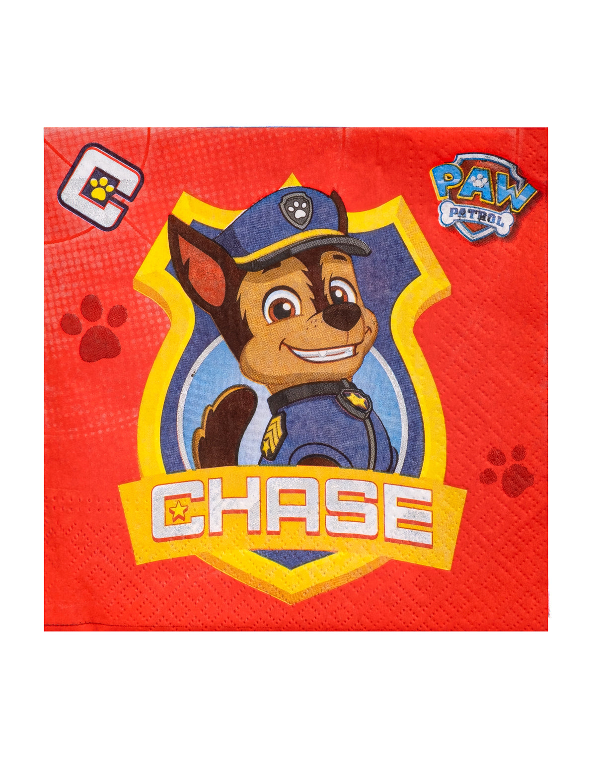 Serviettes en papier Pat' Patrouille Chase pour enfant rouges