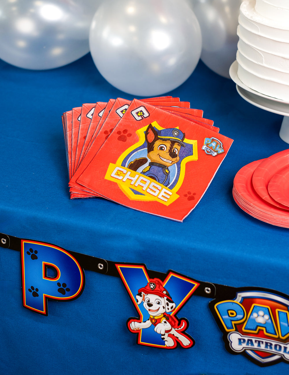Mise en situation des serviettes en papier Pat' Patrouille Chase