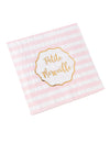 Serviettes en papier Petite Merveille pour fête rayées roses et dorées