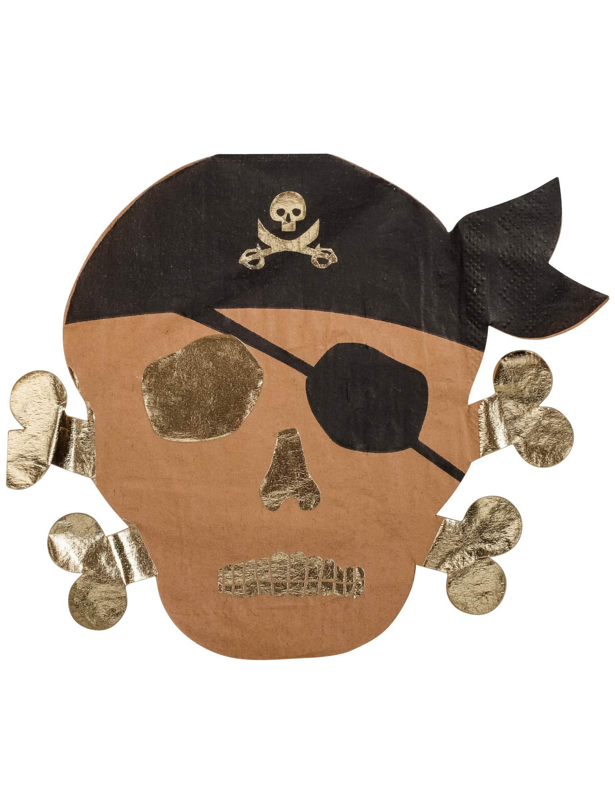 guardanapos cabeça de pirata para festa em kraft e dourado