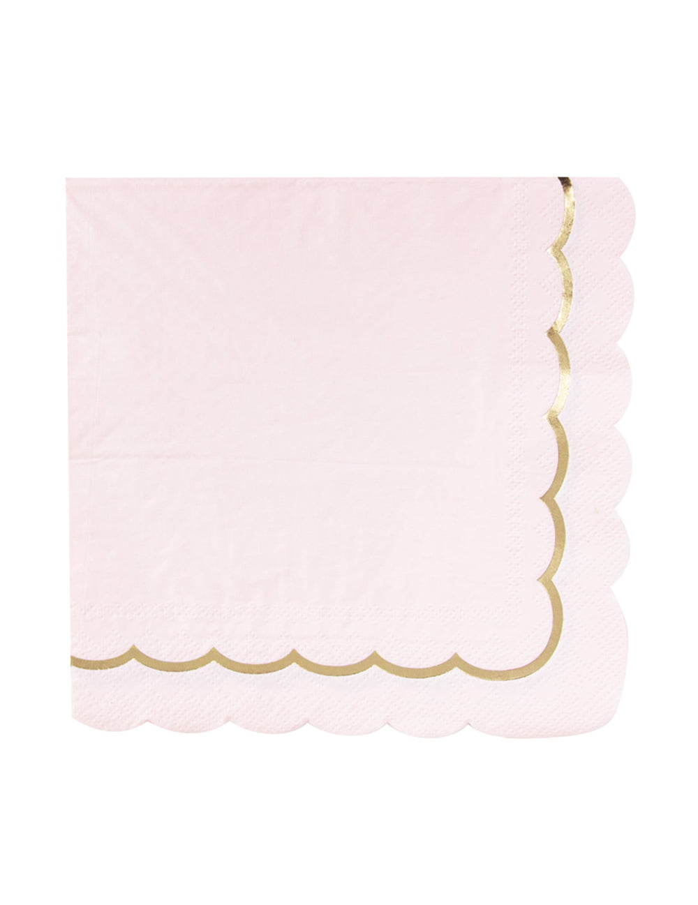 Serviettes en papier festonnées rose pastel et or