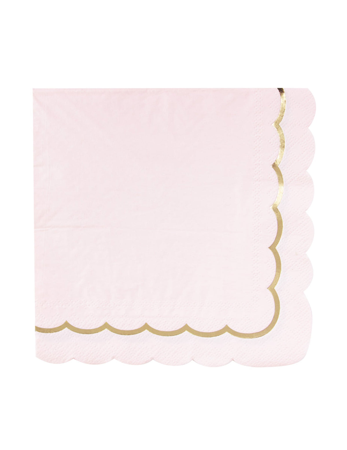 Serviettes en papier festonnées rose pastel et or