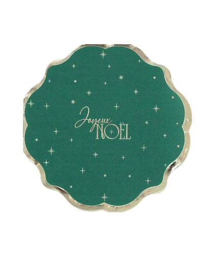 16 guardanapos Feliz Natal intemporal verde inglês e dourado 32 x 32 cm