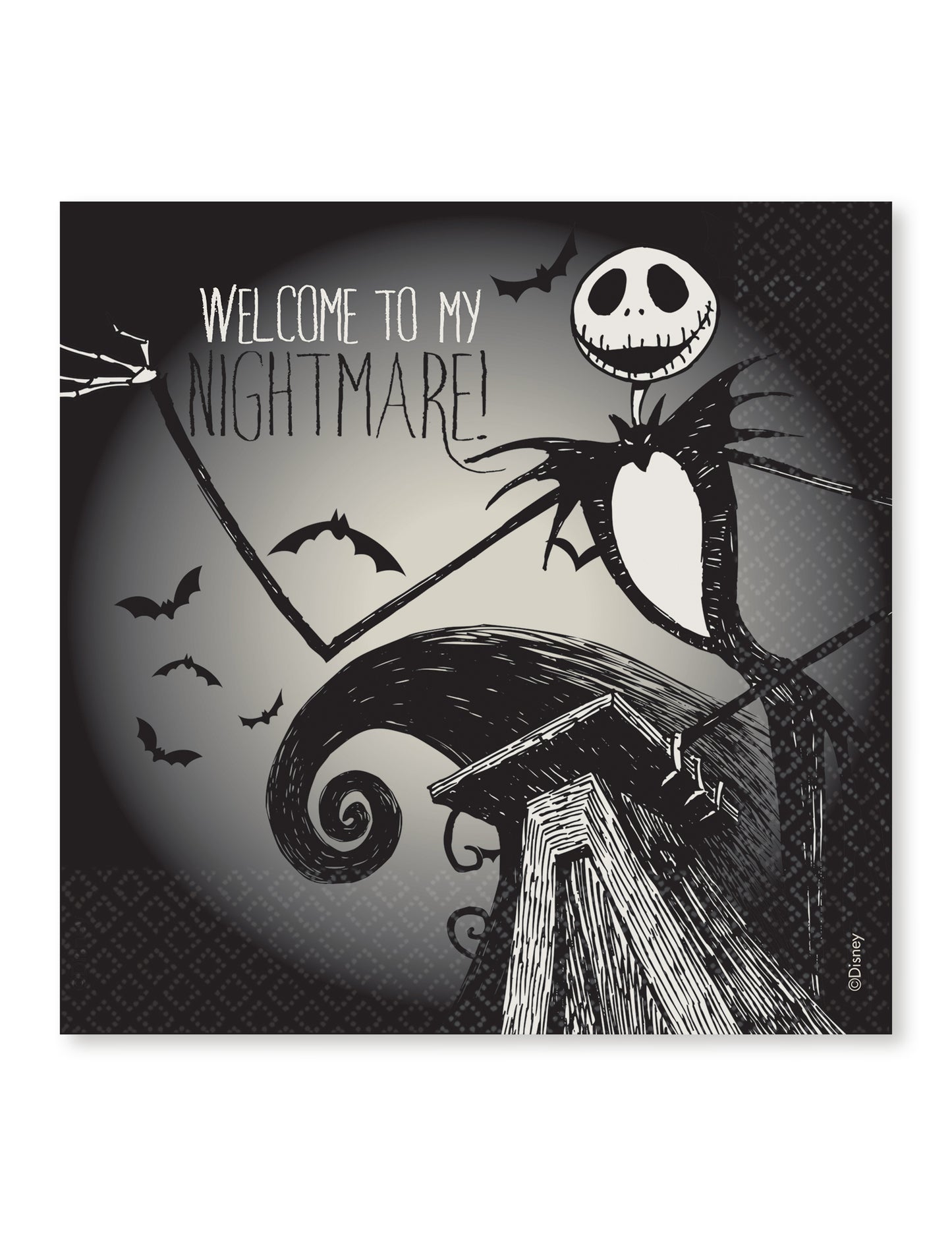 Serviettes L'étrange Noël de Mr Jack noir et blanc avec motif Jack Skellington