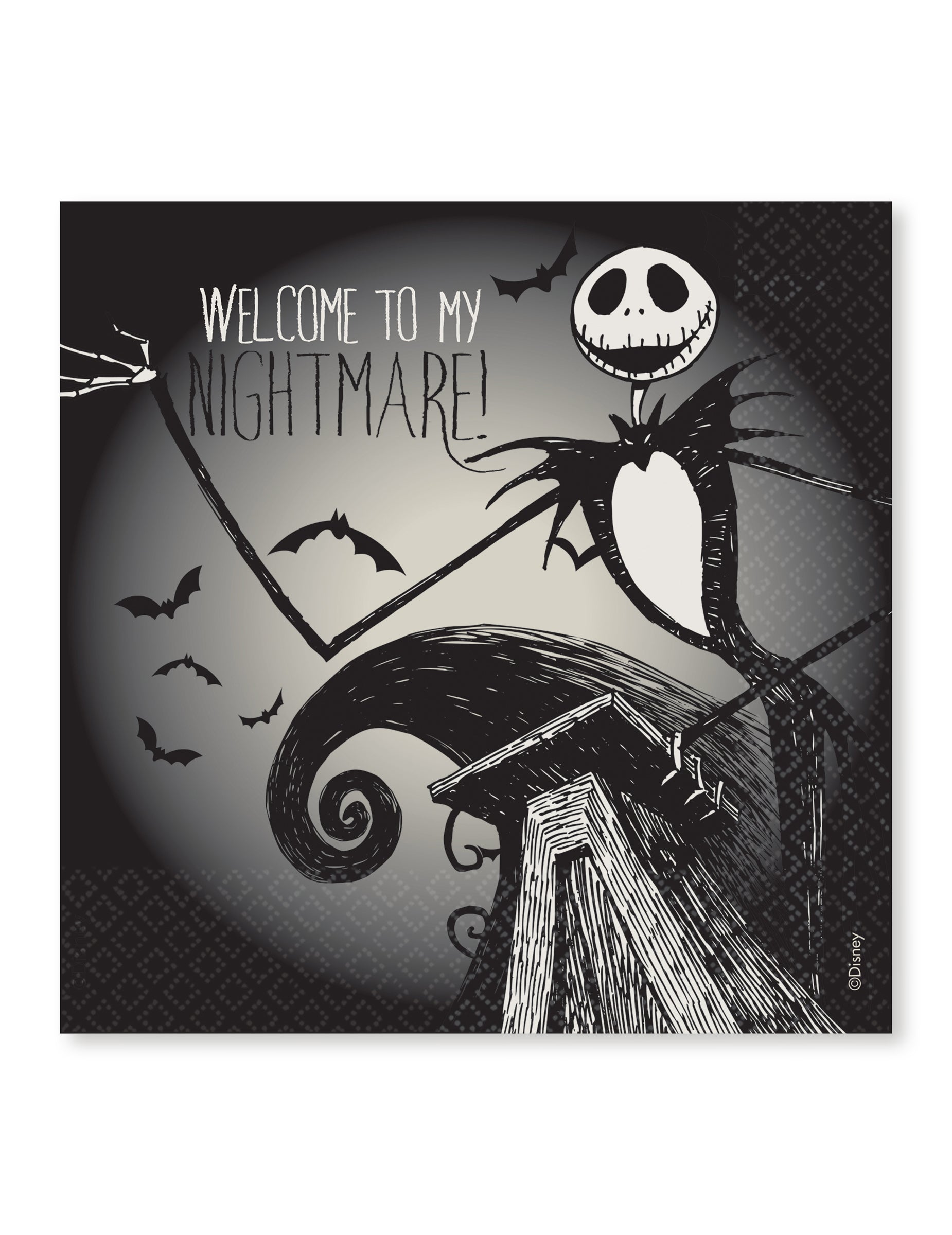 Serviettes L'étrange Noël de Mr Jack noir et blanc avec motif Jack Skellington
