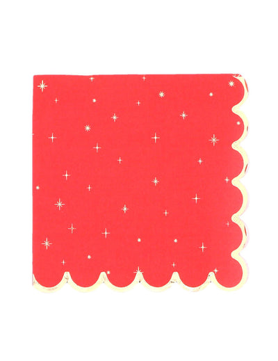 16 guardanapos de Natal atemporal vermelho e dourado 33 x 33 cm