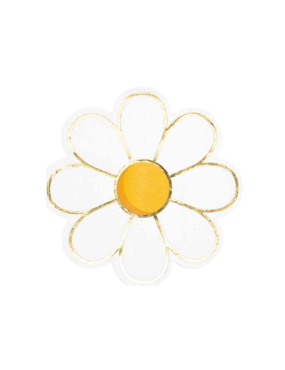 Serviettes Marguerite pour fête blanches avec cœur jaune et liseré doré