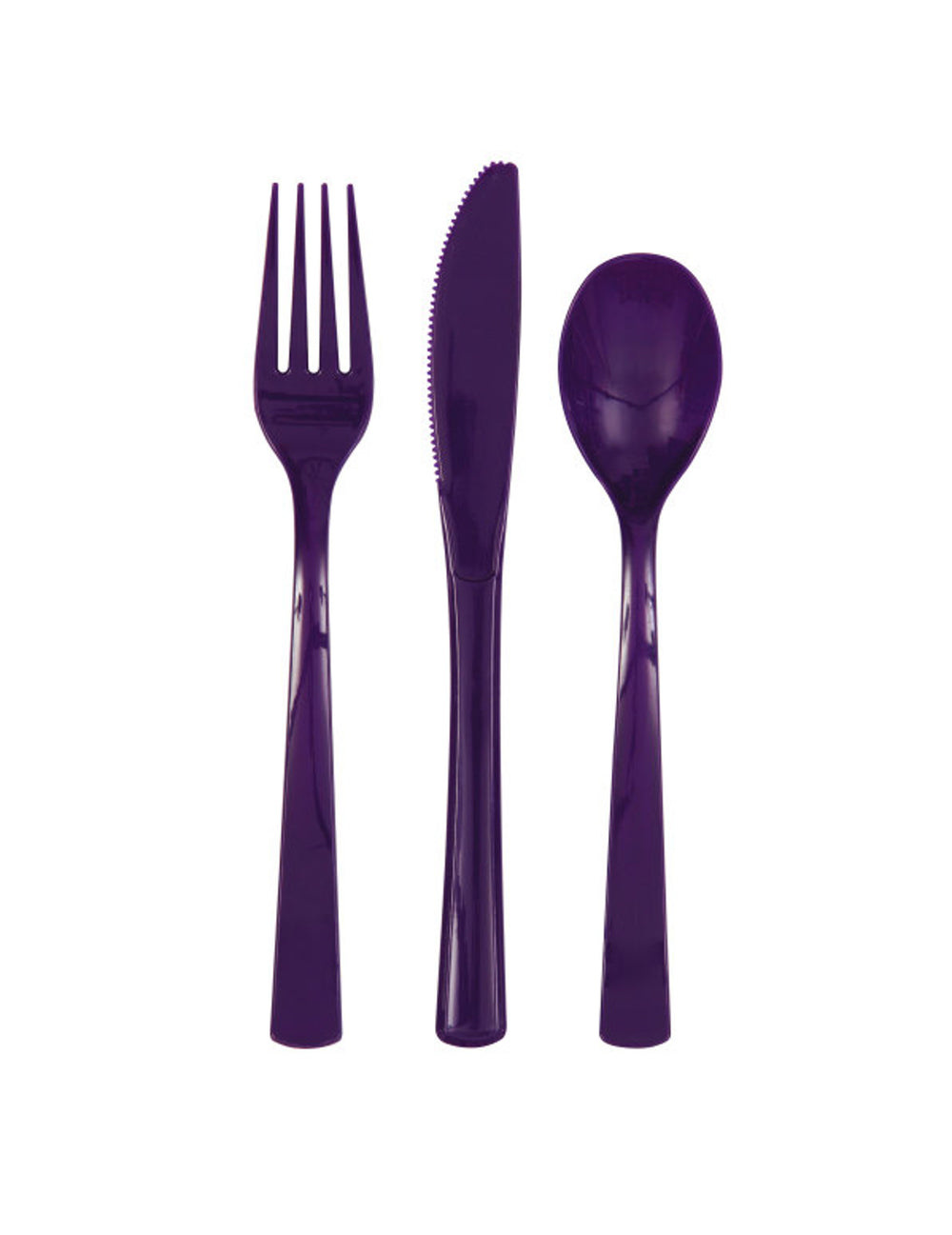 Assortiment de couverts en plastique violets foncés