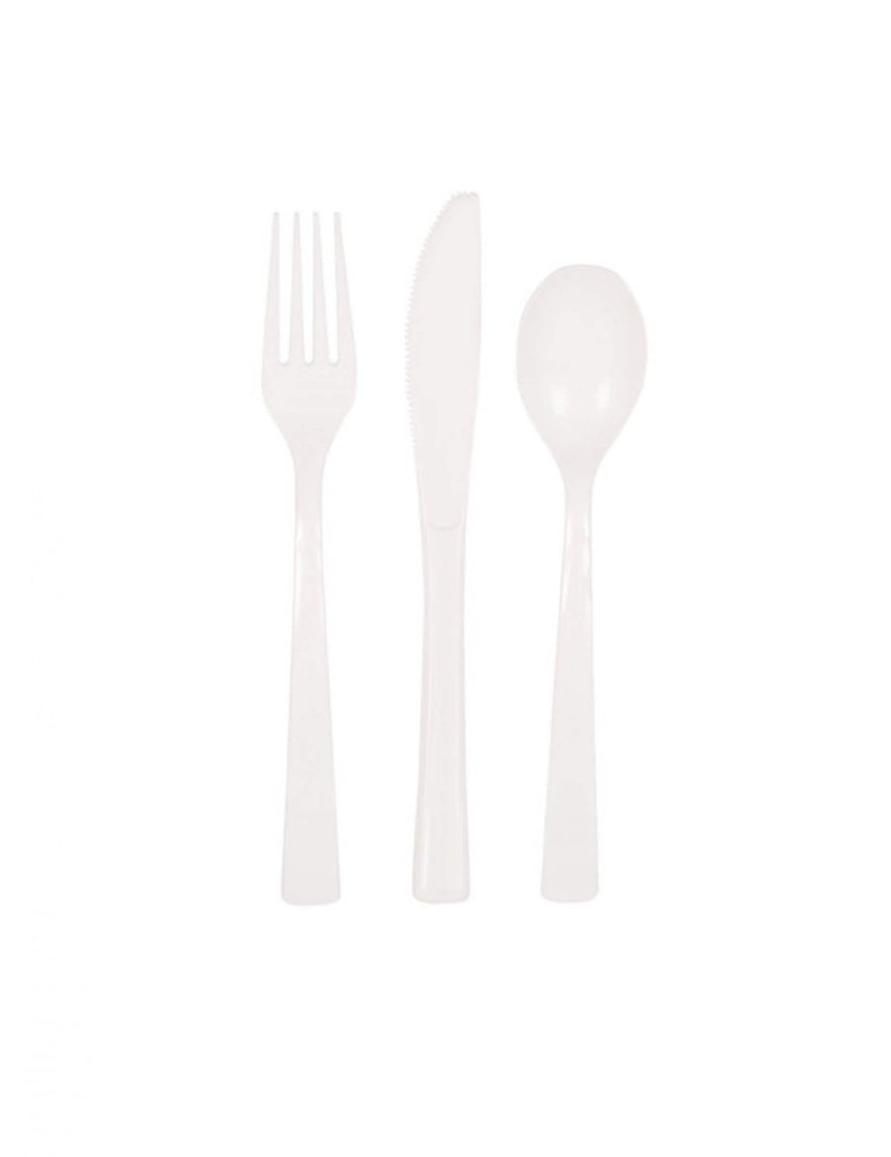 Assortimento de talheres de plástico branco 18 peças
