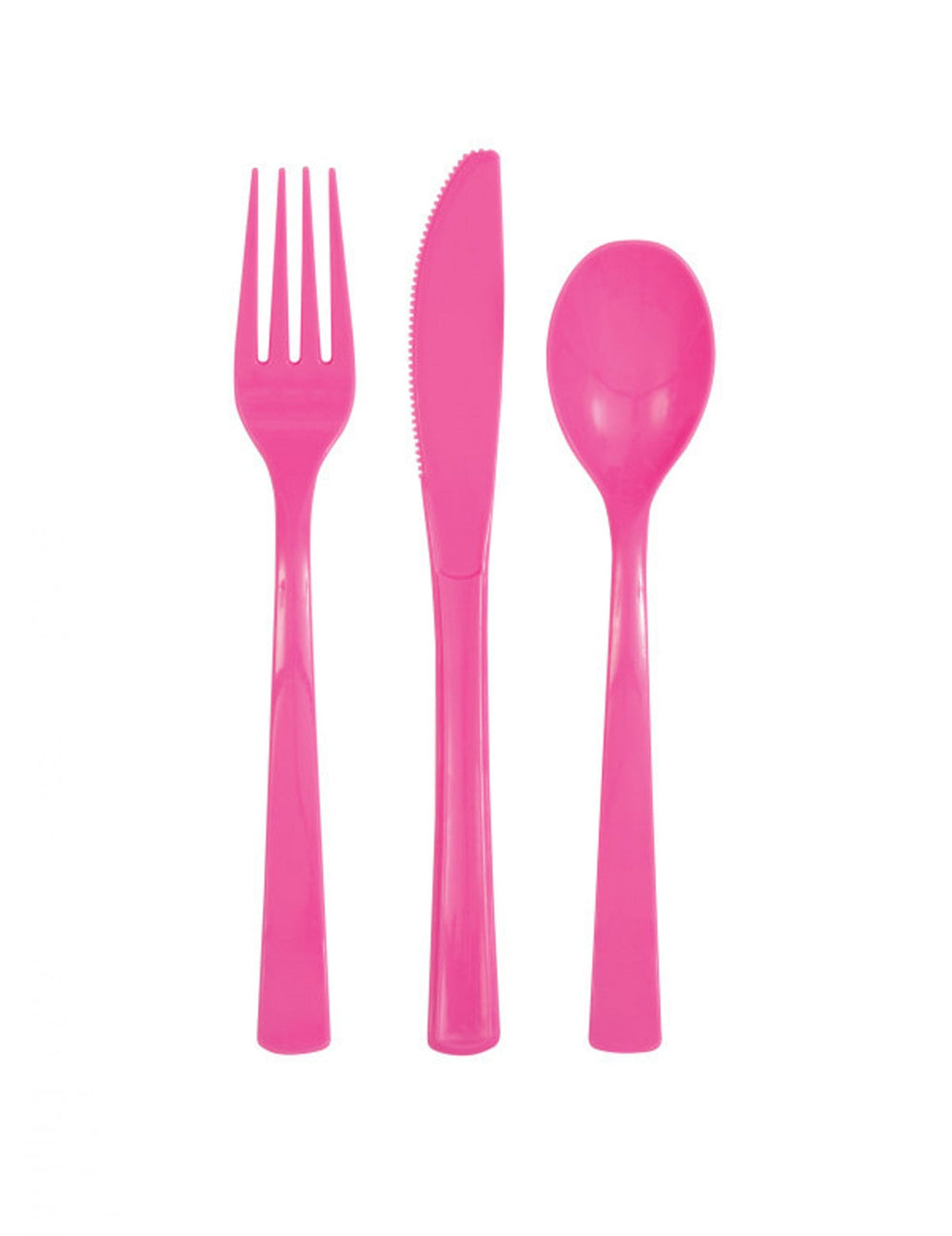 Assortiment de couverts en plastique rose