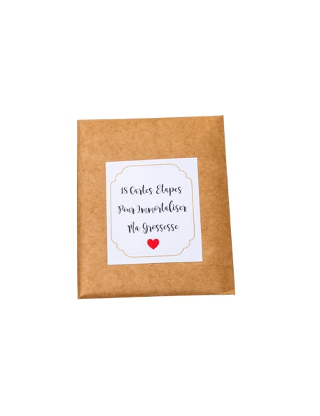 Enveloppe kraft des 18 cartes étapes de grossesse souvenirs baby shower pour future maman