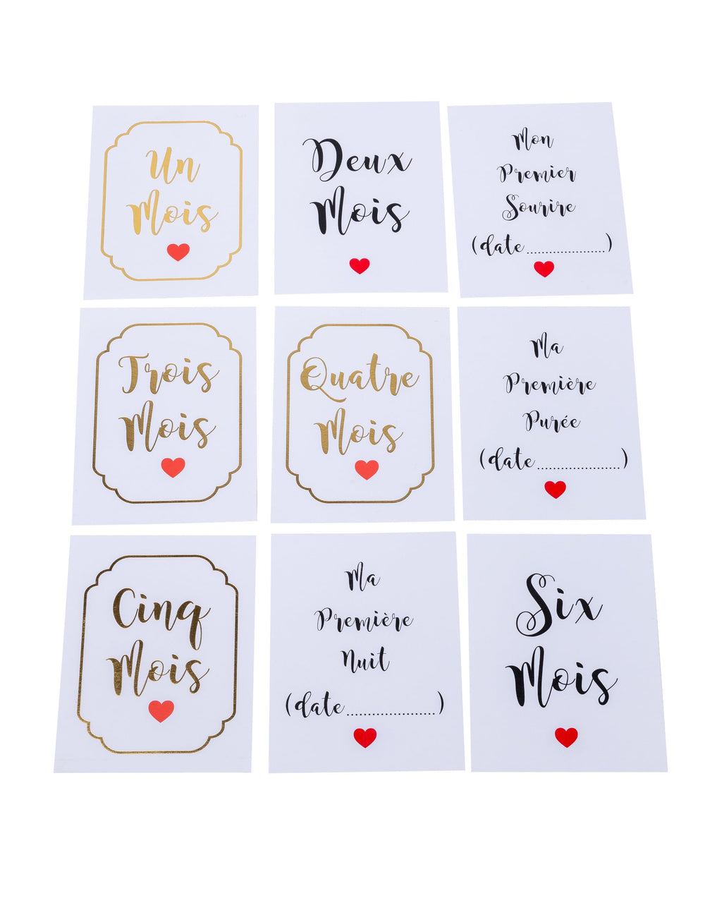 18 cartes étapes première année pour bébé dorées