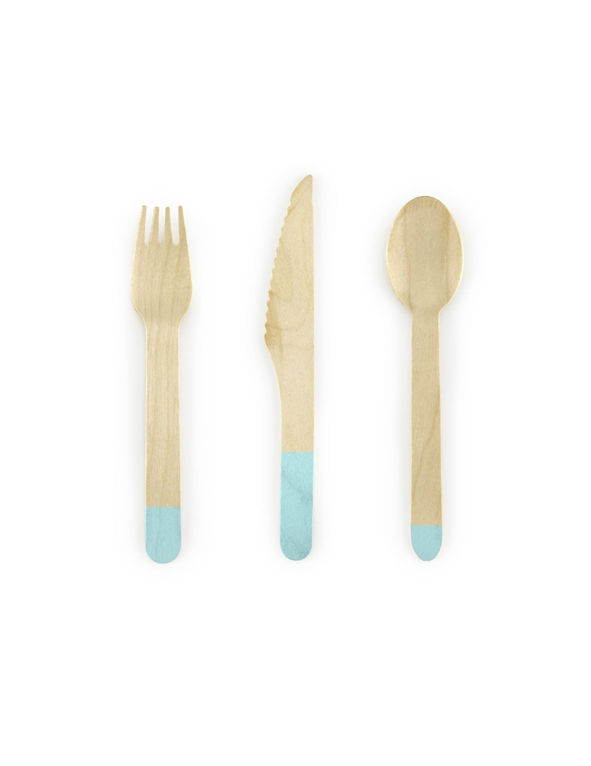 Couverts en bois pour fête menthe assortis