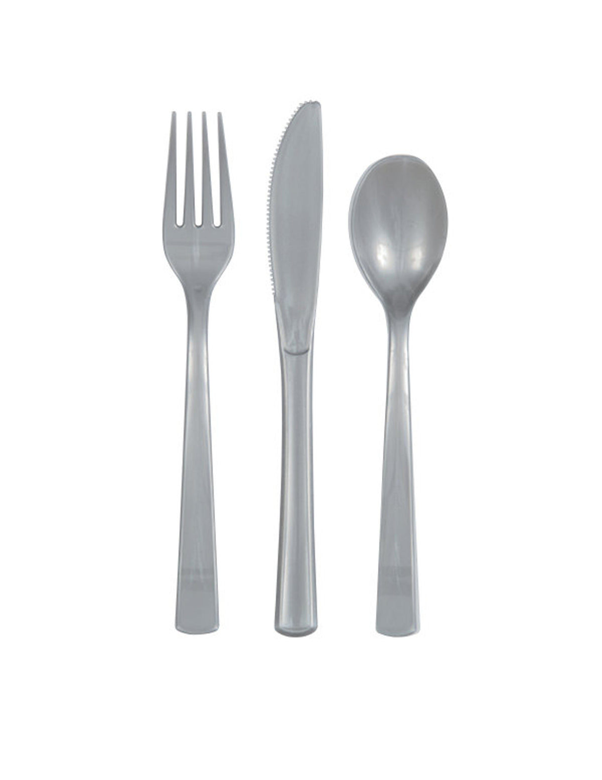18 couverts en plastique pour 6 personnes argent