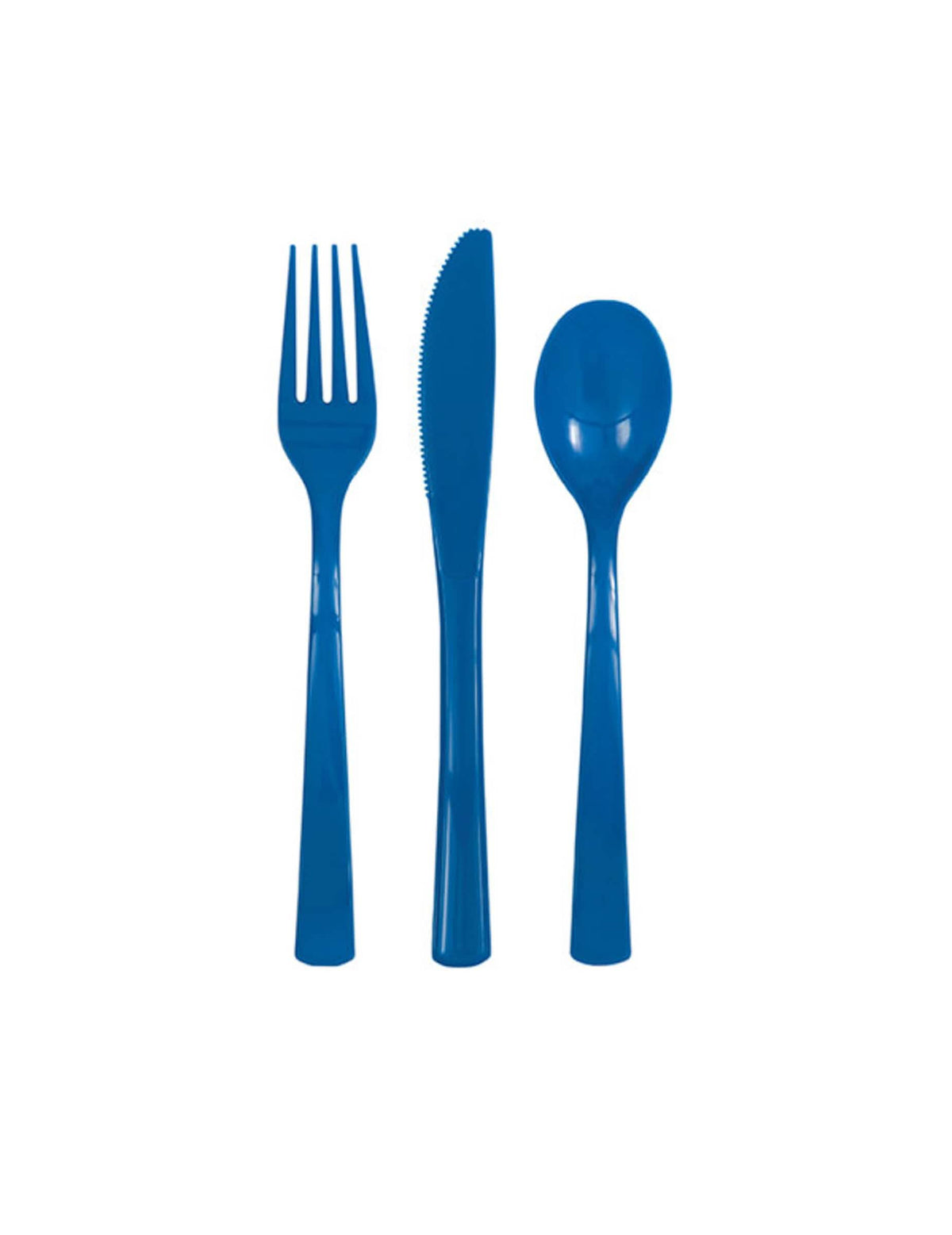 Talheres de plástico para mesa de festa azul escuro com garfos facas e colheres