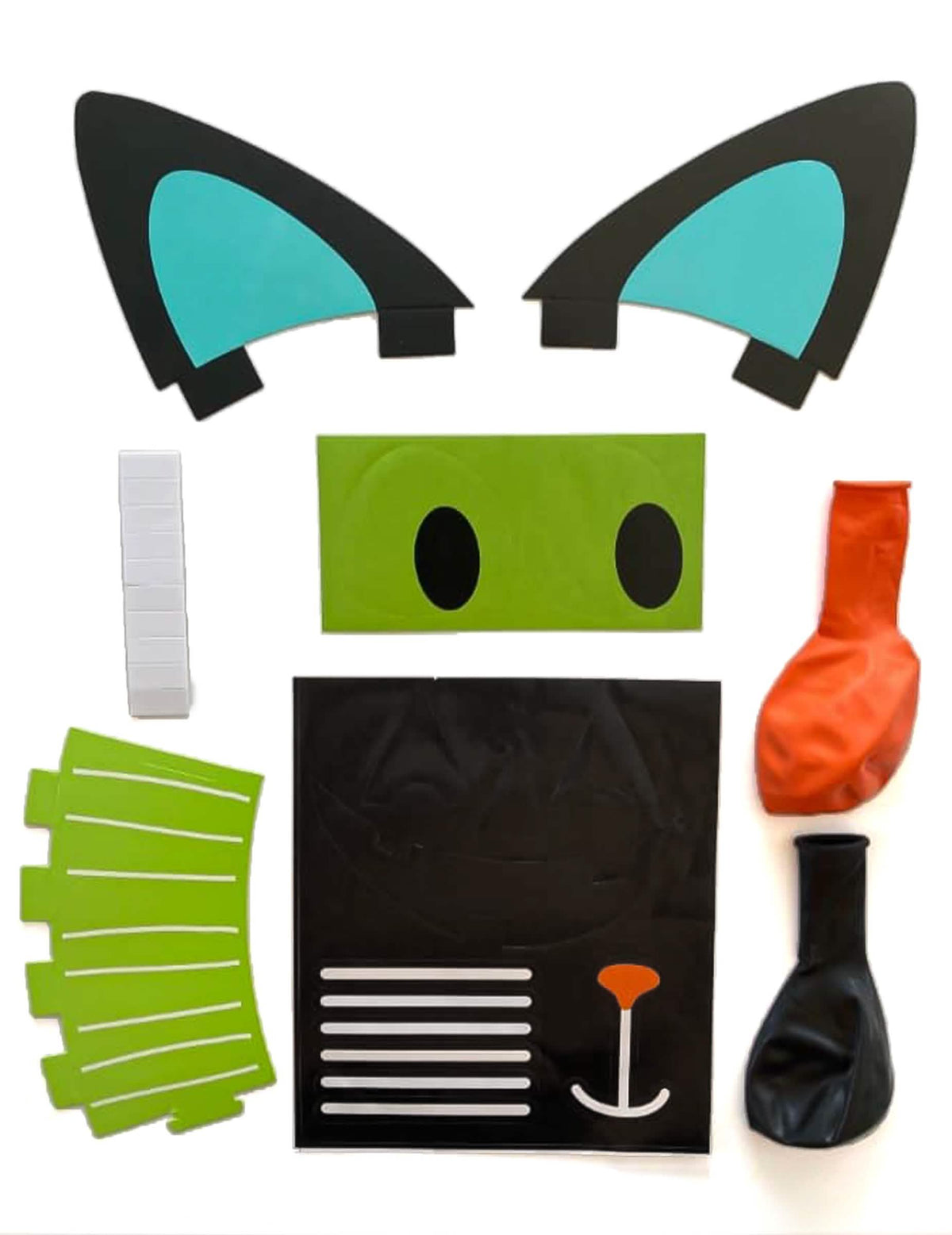 Detalhe dos acessórios e autocolantes dos balões de latex DIY halloween Friends