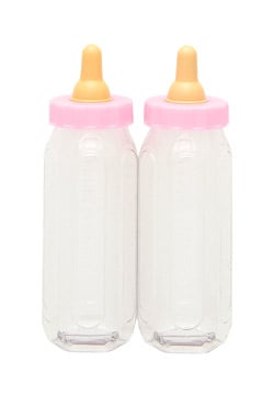 2 biberons en plastique pour dragées bébé pour fille roses