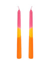 2 Velas de castiçal cor-de-rosa, amarelo, laranja 25 cm